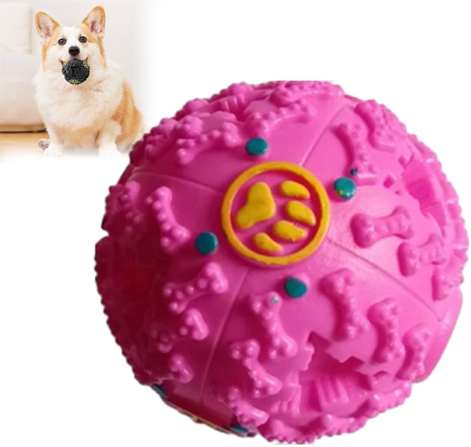 KFX-7611581 Giggle Dog Food Ball Toy - Bite-Resistant Puzzle for Dogs, Medium and Large Sizes Available