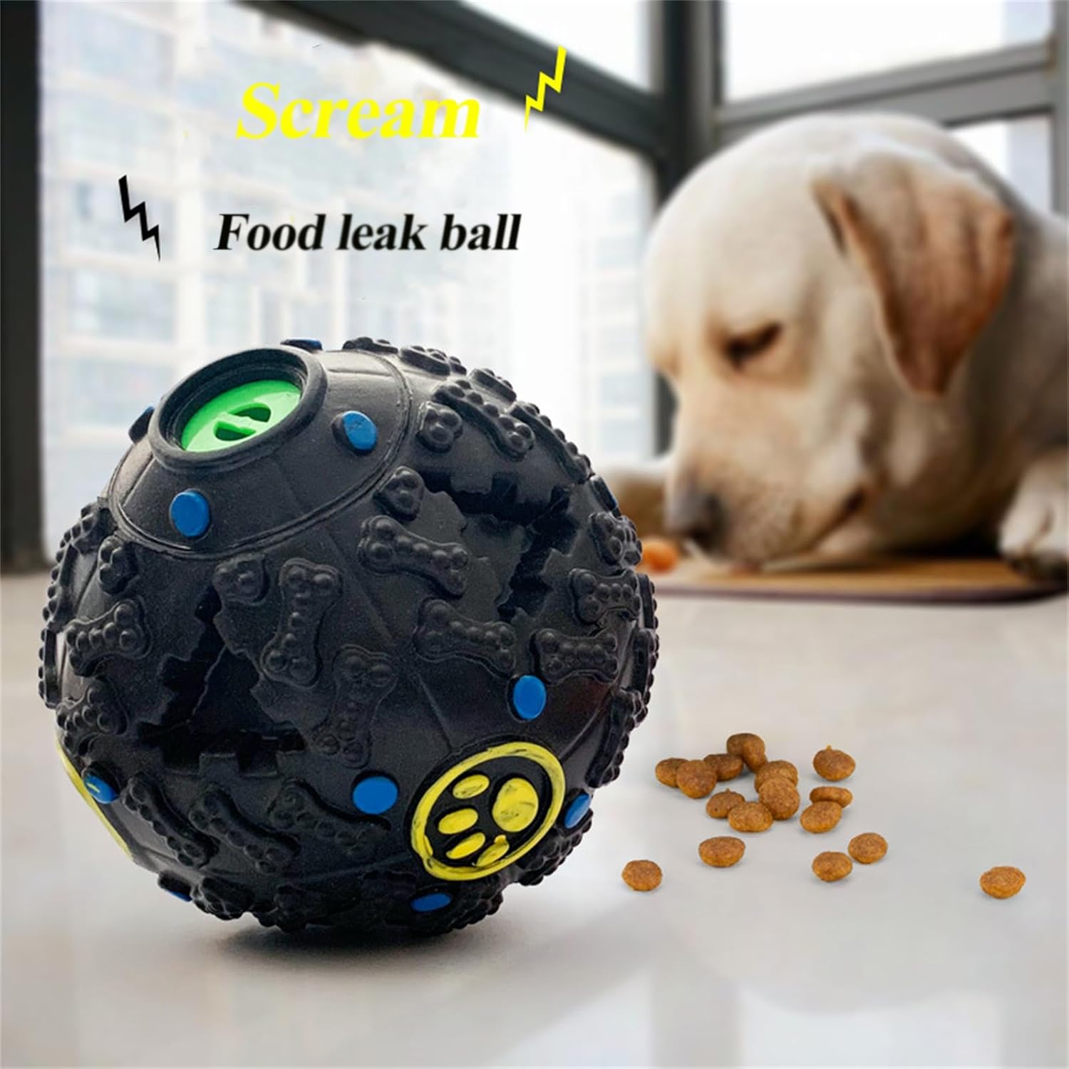 KFX-7611581 Giggle Dog Food Ball Toy - Bite-Resistant Puzzle for Dogs, Medium and Large Sizes Available