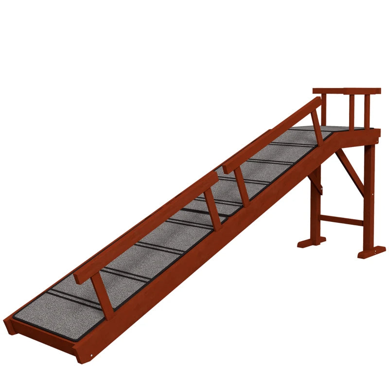KFX-7614397 Wooden Dog Ramp with Removable Guardrails, Non-Slip Carpet Surface, 73 Long, Suitable for Pets Up to 88 lbs