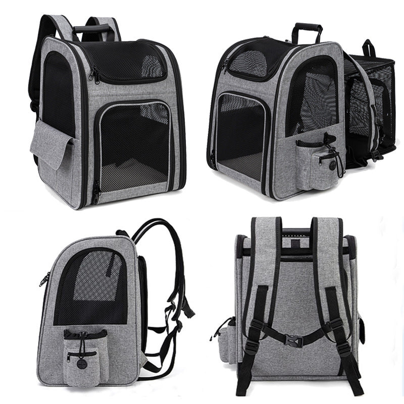 KFX-7615165 Portable Breathable Foldable Pet Bag - 35L Capacity in Gray and Blue