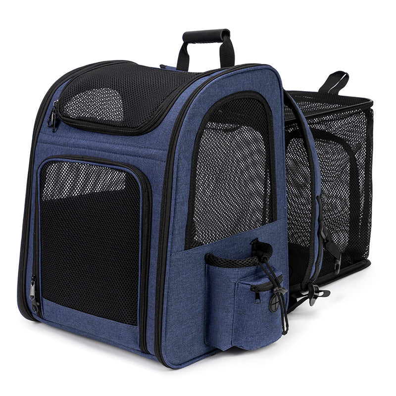 KFX-7615165 Portable Breathable Foldable Pet Bag - 35L Capacity in Gray and Blue
