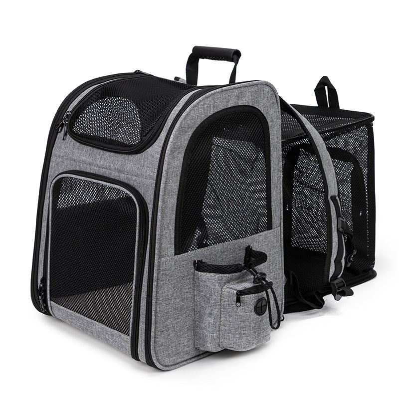 KFX-7615165 Portable Breathable Foldable Pet Bag - 35L Capacity in Gray and Blue