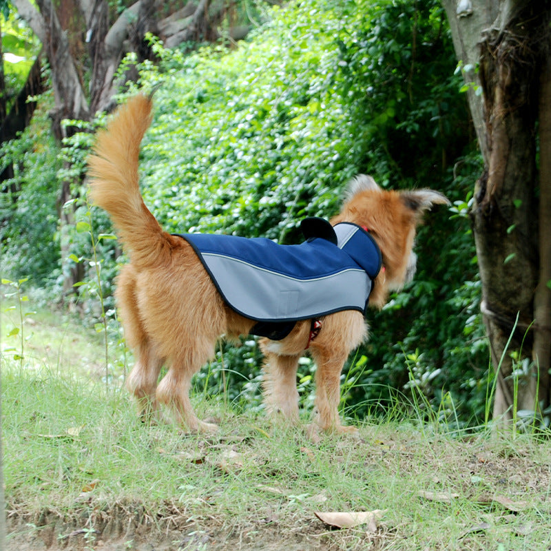 KFX-7617085 Waterproof Breathable Outdoor Dog Stormsuit in Blue and Brown