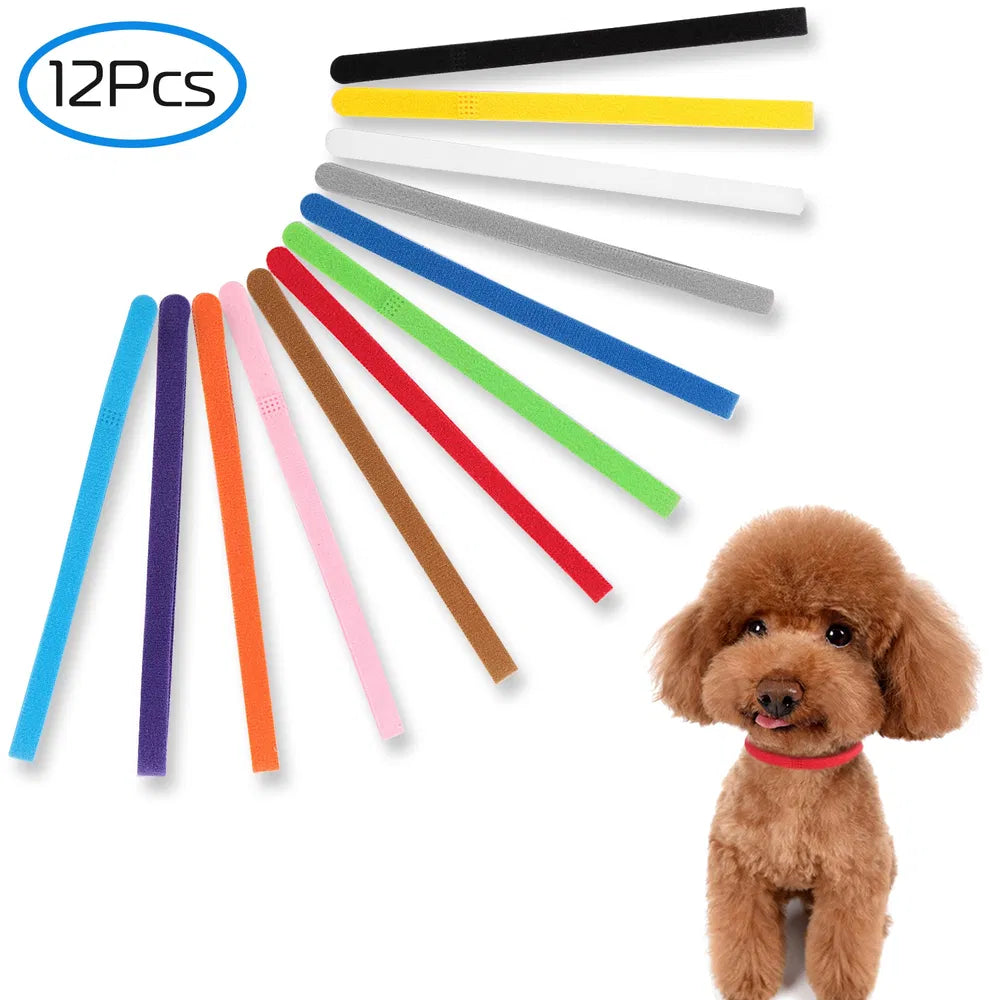 KFX-7620157 Adjustable Double-Sided Whelping ID Collars for Puppies and Kittens - 12 Color Set