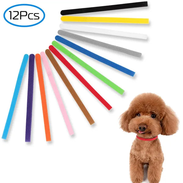 KFX-7620157 Adjustable Double-Sided Whelping ID Collars for Puppies and Kittens - 12 Color Set