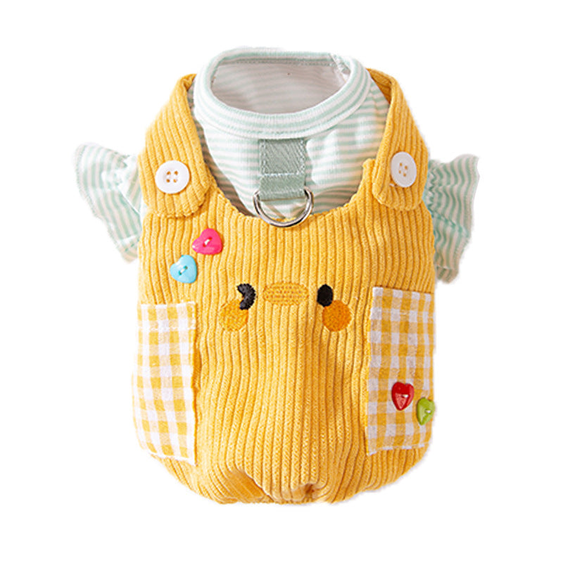 KFX-7624125 Autumn and Winter Small Animal Two-Legged Overalls in Rock Yellow Chicken and Lomi Brown Tiger