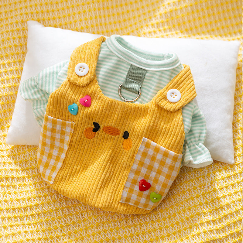 KFX-7624125 Autumn and Winter Small Animal Two-Legged Overalls in Rock Yellow Chicken and Lomi Brown Tiger