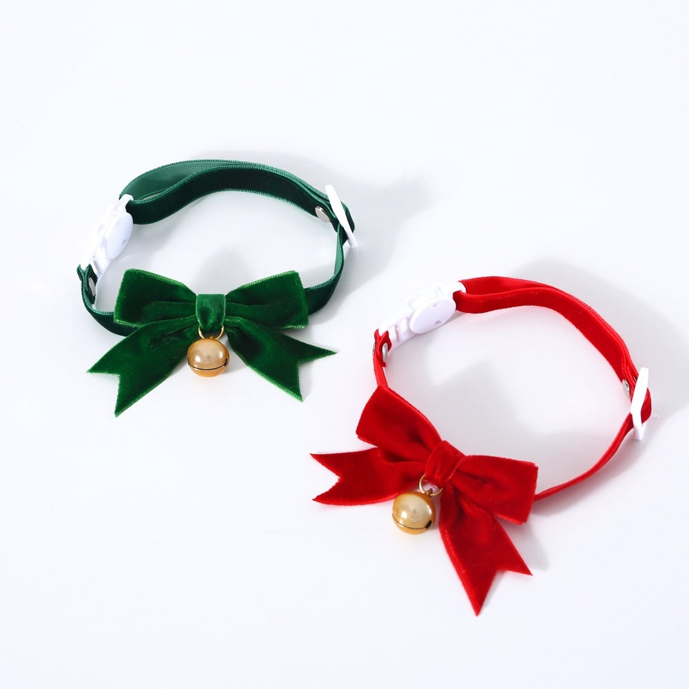KFX-7625021 Velvet Hand Bow Tie with Anti-Suffocation Buckle for Pets - Available in Red, Green, Blue and Fan Patterns