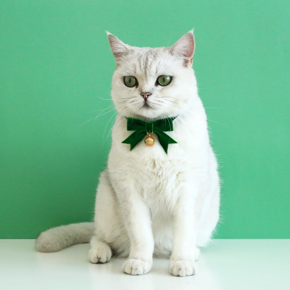 KFX-7625021 Velvet Hand Bow Tie with Anti-Suffocation Buckle for Pets - Available in Red, Green, Blue and Fan Patterns