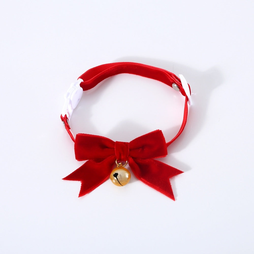 KFX-7625021 Velvet Hand Bow Tie with Anti-Suffocation Buckle for Pets - Available in Red, Green, Blue and Fan Patterns