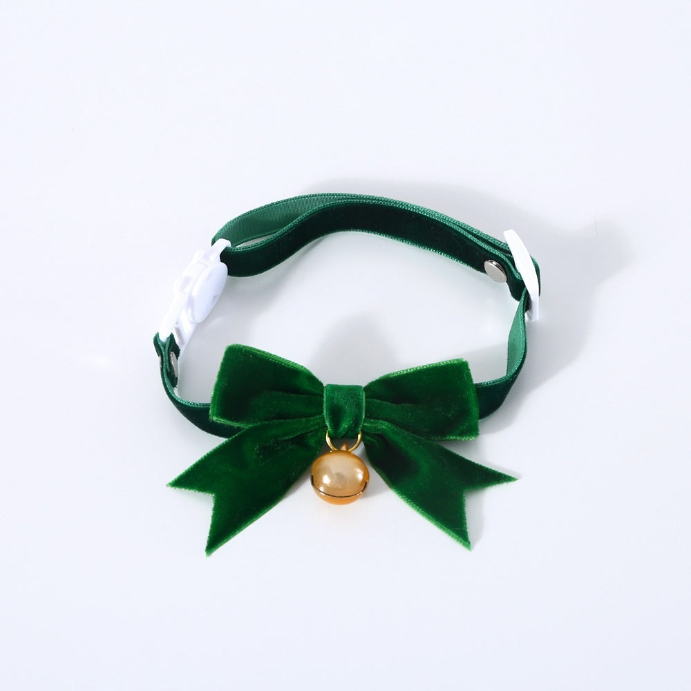 KFX-7625021 Velvet Hand Bow Tie with Anti-Suffocation Buckle for Pets - Available in Red, Green, Blue and Fan Patterns