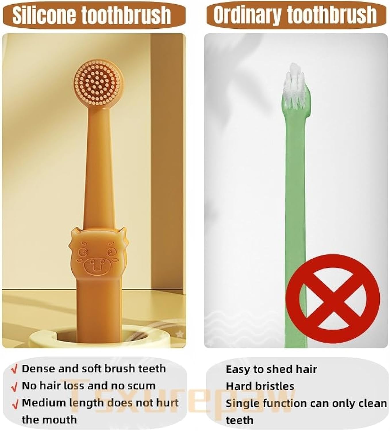 KFX-7625917 360-Degree Silicone Dog and Cat Toothbrush with Tongue Cleaner and Storage Cup for Effective Dental Care