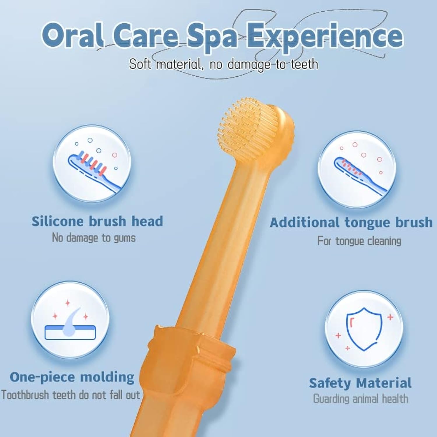 KFX-7625917 360-Degree Silicone Dog and Cat Toothbrush with Tongue Cleaner and Storage Cup for Effective Dental Care