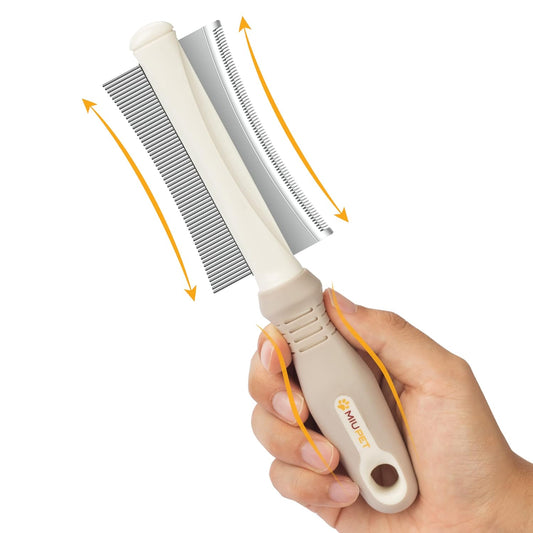 KFX-7627709 2-in-1 Pet Grooming Brush with Deshedding Comb for All Hair Types – Ergonomic Handle for Comfort