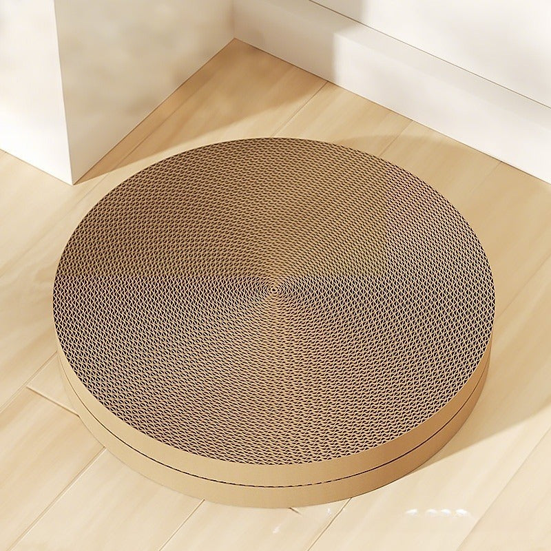 KFX-7628477 Wear-Resistant Round Cat Scratching Board with Replaceable Corrugated Paper Nest - Green and White, 55CM