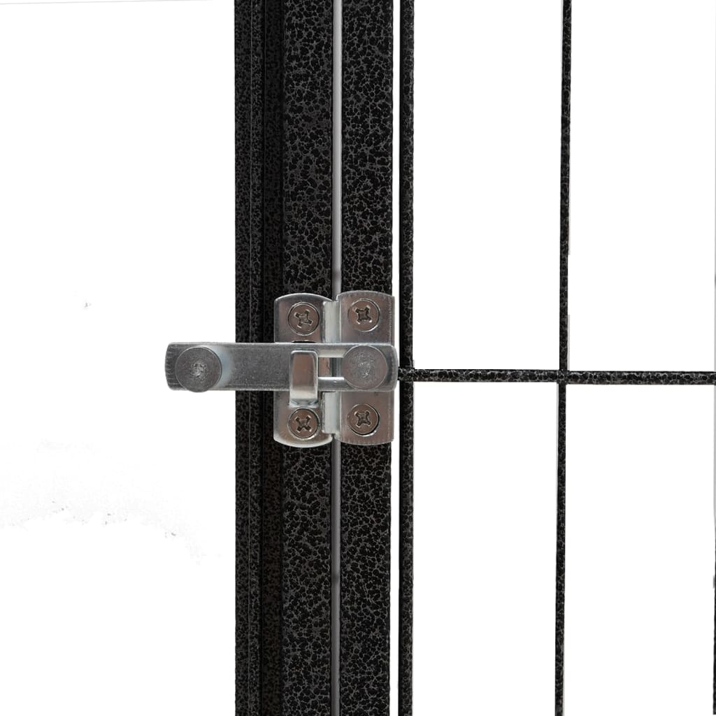 KFX-7629501 Sturdy 6-Piece Black Dog Playpen with Secure Lock and Easy Setup, Powder-Coated Steel Construction