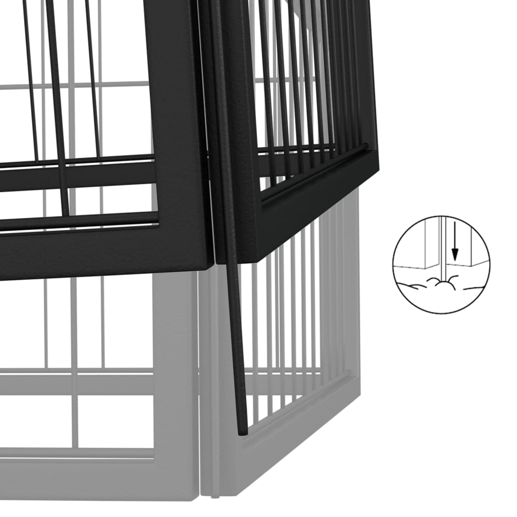 KFX-7629501 Sturdy 6-Piece Black Dog Playpen with Secure Lock and Easy Setup, Powder-Coated Steel Construction