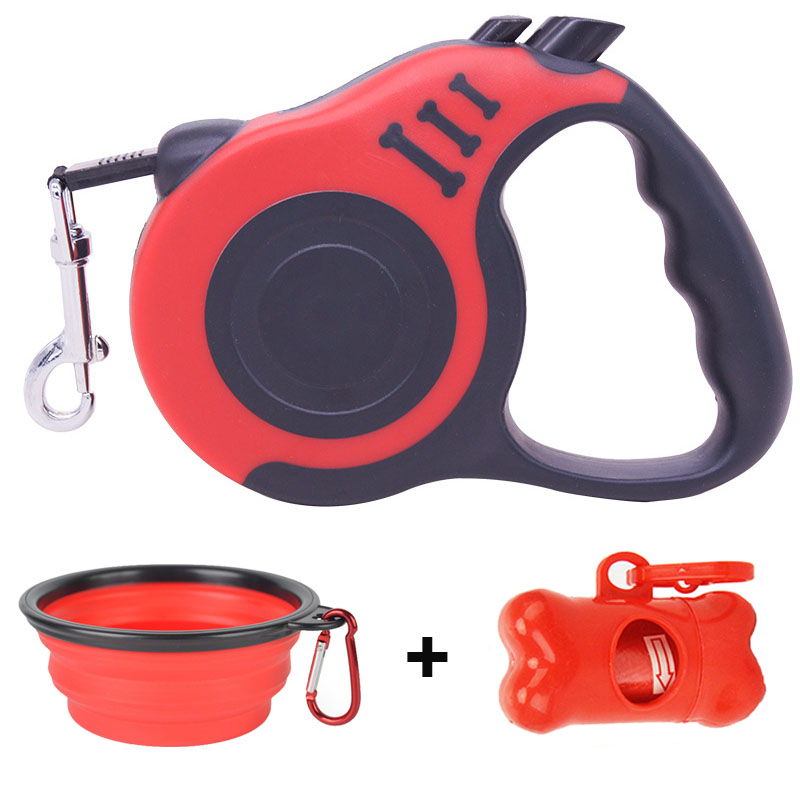 KFX-7630013 Dog Leash Towing Rope with Foldable Bowl and Waste Picker Set