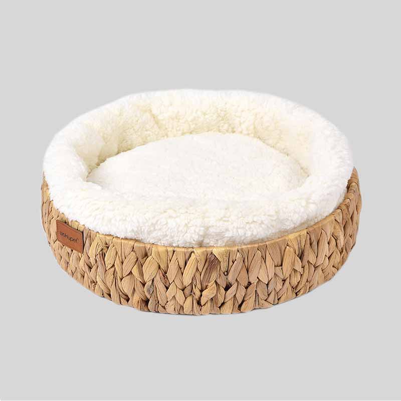KFX-7630397 Warm Rattan Cat Nest with Cotton Cushion for Comfortable Scratching and Resting