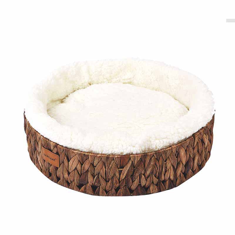 KFX-7630397 Warm Rattan Cat Nest with Cotton Cushion for Comfortable Scratching and Resting