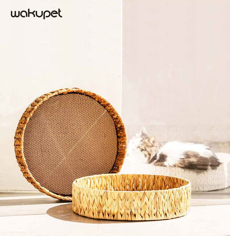 KFX-7630397 Warm Rattan Cat Nest with Cotton Cushion for Comfortable Scratching and Resting