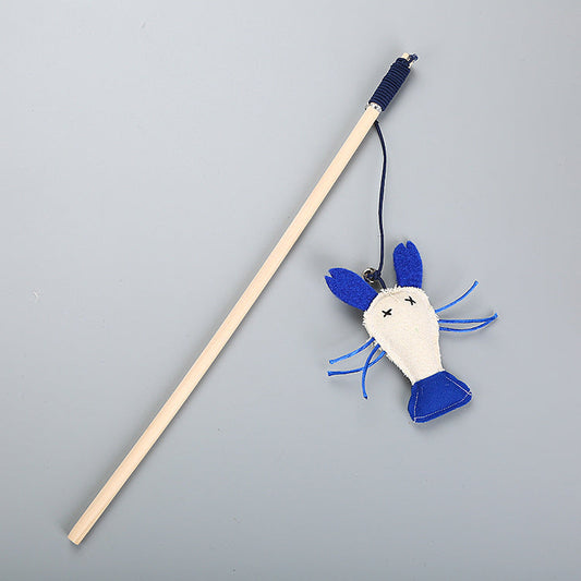 KFX-7631037 Wooden Cat Teaser Wand with Feather and Paper Rope - Fun Interactive Toy, 40cm Long