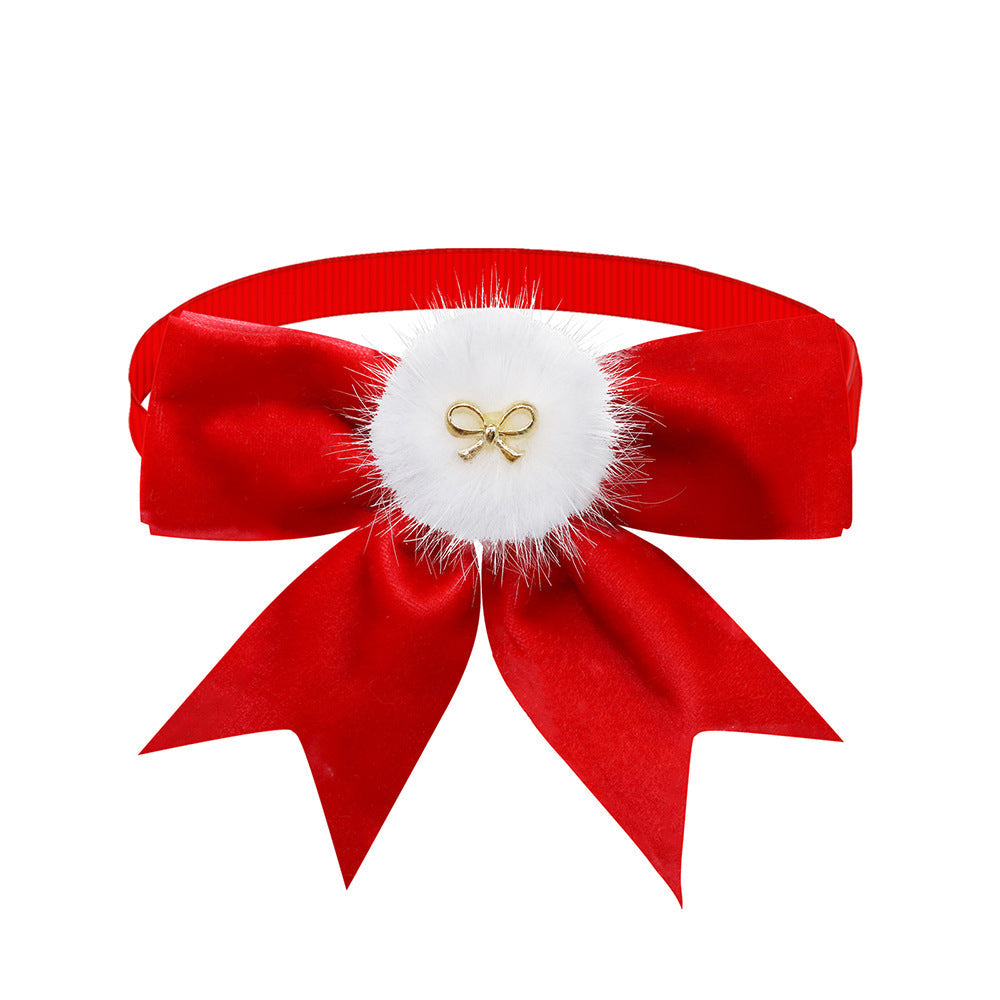 KFX-7632445 Adjustable Solid Color Suede Bow Tie for Pets - Available in Dark Red, Red, Green, and White