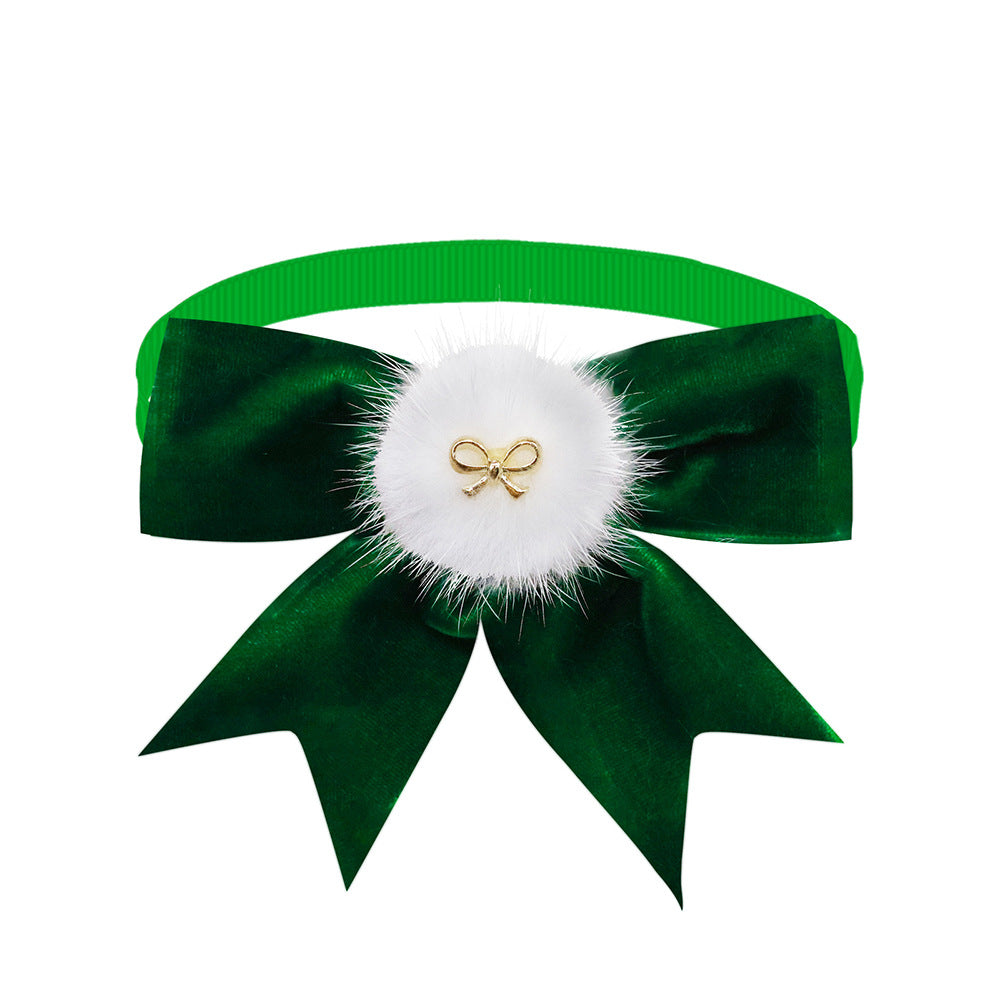 KFX-7632445 Adjustable Solid Color Suede Bow Tie for Pets - Available in Dark Red, Red, Green, and White