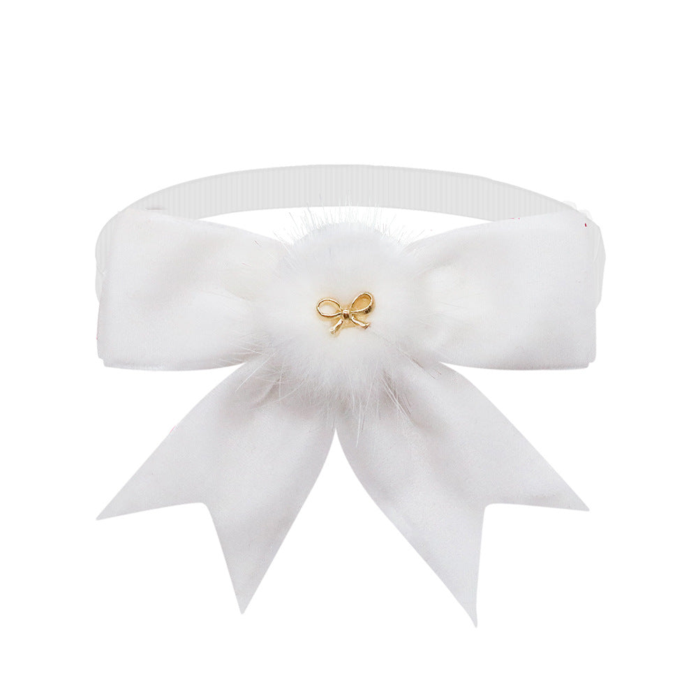 KFX-7632445 Adjustable Solid Color Suede Bow Tie for Pets - Available in Dark Red, Red, Green, and White