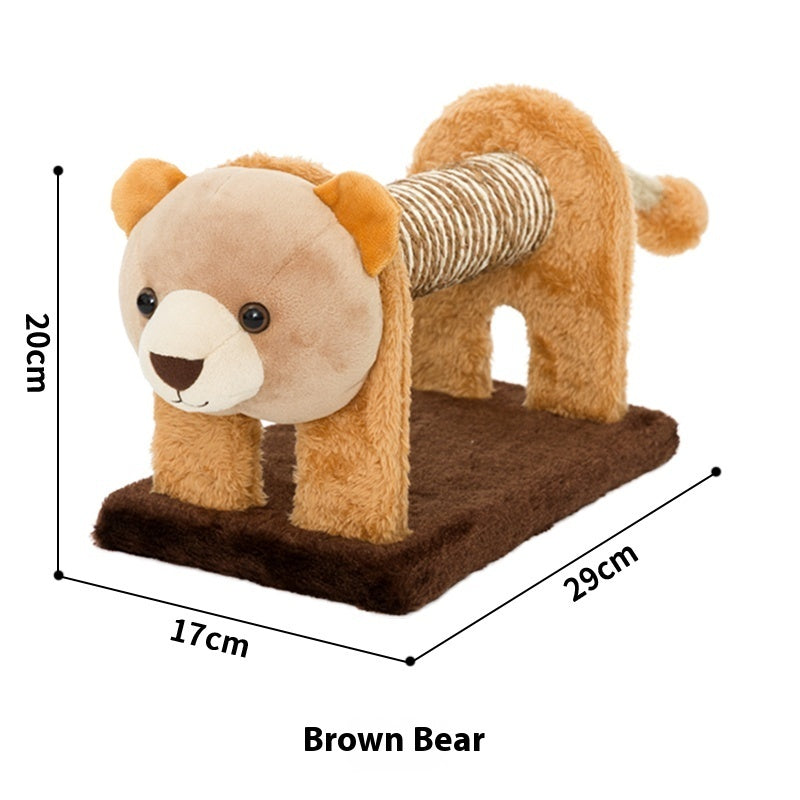 KFX-7635005 Vertical Cat Scratch Board with Natural Sisal Fiber - Fun Pillar Design for Claw Grinding in Bear, Lion, Elephant, Tiger, and Zebra Styles