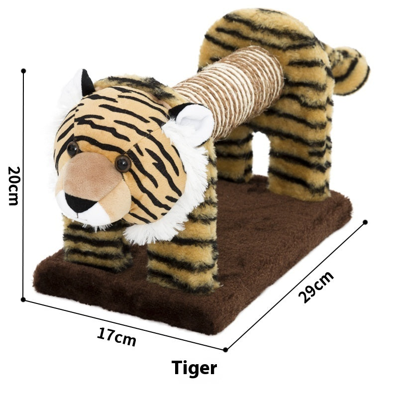 KFX-7635005 Vertical Cat Scratch Board with Natural Sisal Fiber - Fun Pillar Design for Claw Grinding in Bear, Lion, Elephant, Tiger, and Zebra Styles