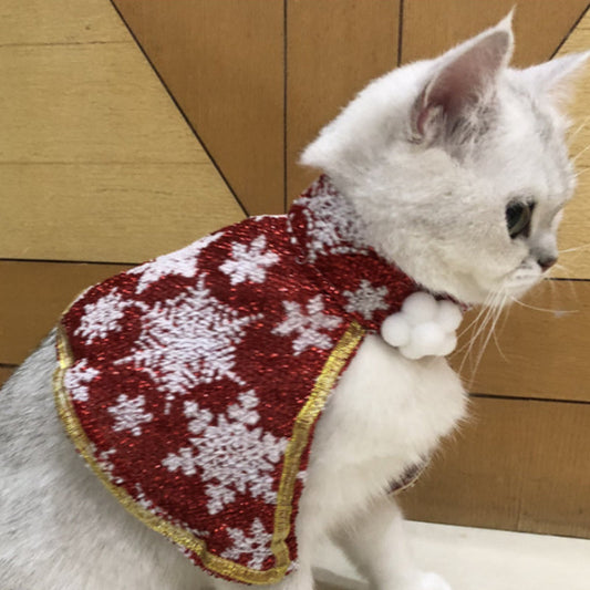 KFX-7635773 Snowflake Themed Pet Cloak in Red Silver & Green Silver - Small to Large Sizes Available