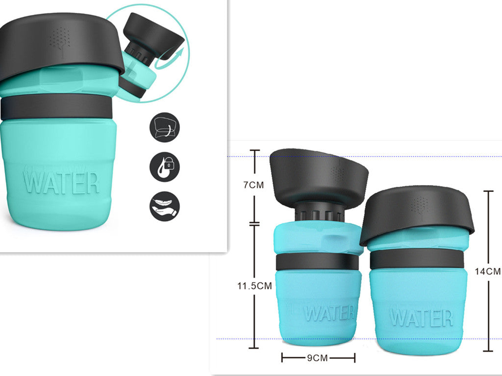 KFX-7636029 Creative Pet Water Bottle - 520ML Silicone Travel Cup in Multiple Colors