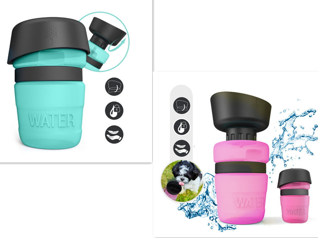 KFX-7636029 Creative Pet Water Bottle - 520ML Silicone Travel Cup in Multiple Colors