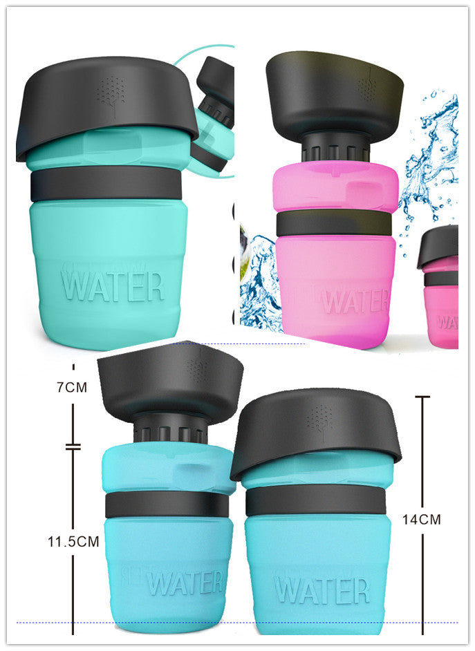 KFX-7636029 Creative Pet Water Bottle - 520ML Silicone Travel Cup in Multiple Colors
