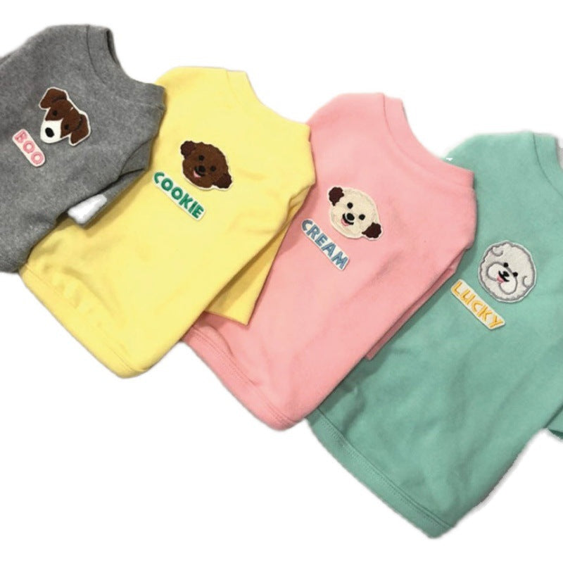 KFX-7636541 Classic Cotton Pet Apparel for Dogs and Cats - Four Seasons Collection in Blue, Yellow, Gray, and Pink Sizes S-XXL