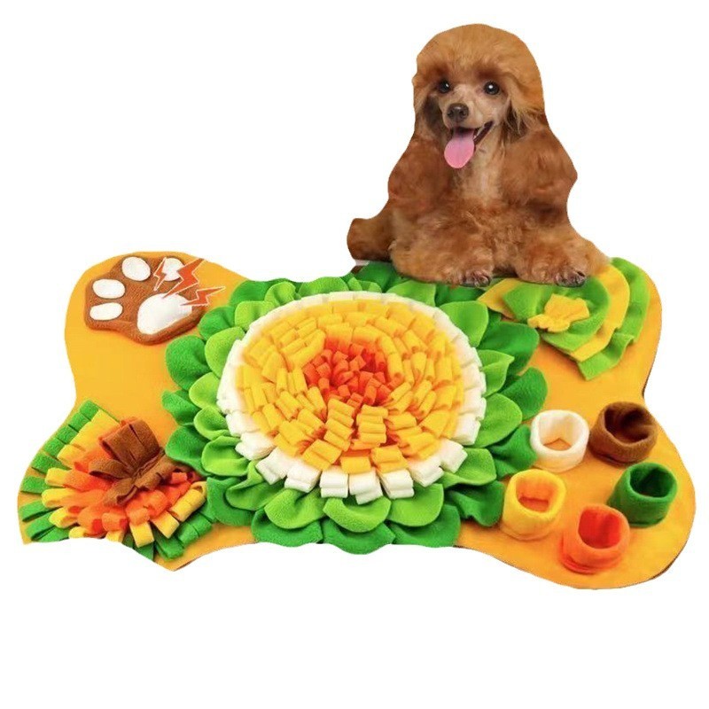 KFX-7636797 Foraging Mat for Dogs - Plush Training Food-Dispensing Pet Toy, Gray, 64x43 cm