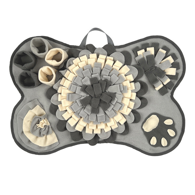 KFX-7636797 Foraging Mat for Dogs - Plush Training Food-Dispensing Pet Toy, Gray, 64x43 cm