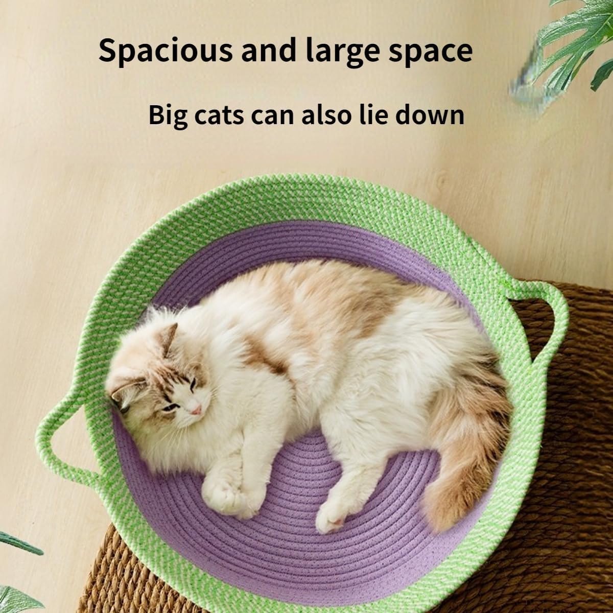 KFX-7637437 Woven Cotton Rope Cat Bed - Round Indoor Nest for Cats, Kittens, and Small Dogs, Washable and Scratch Resistant