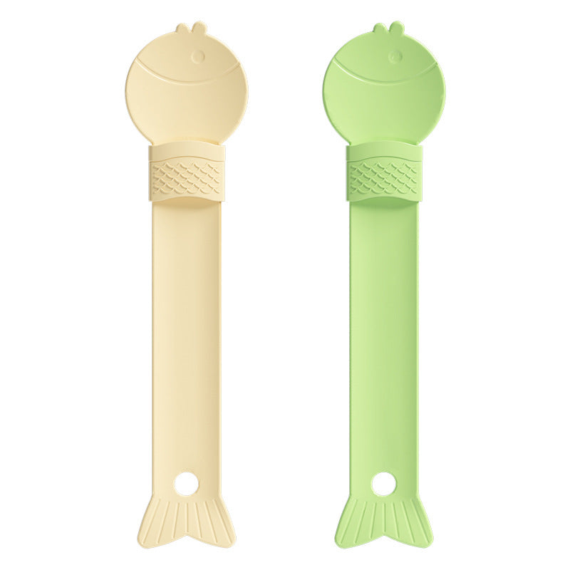 KFX-7641789 Cat Feeding Spoon - Anti-Drip Design, Available in Grass Green and Beige, PP Material