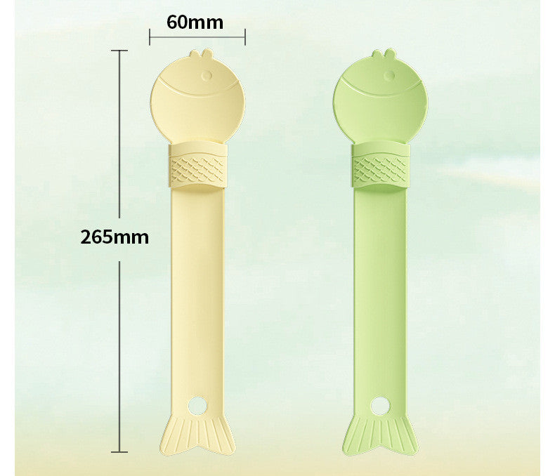 KFX-7641789 Cat Feeding Spoon - Anti-Drip Design, Available in Grass Green and Beige, PP Material