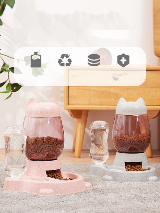 KFX-7641917 Automatic Two-in-One Pet Feeder and Water Dispenser for Cats and Dogs, Gravity Design, Easy to Clean, Anti-Slip Base