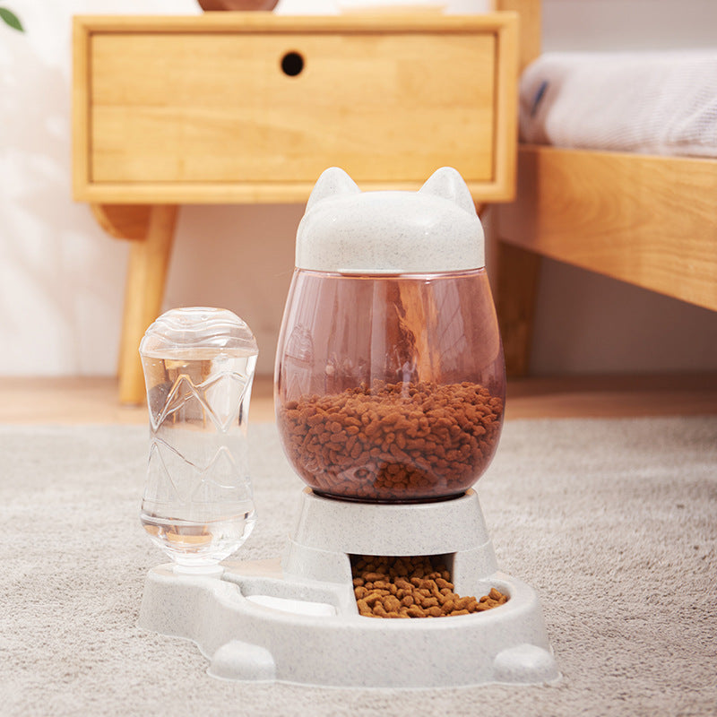 KFX-7641917 Automatic Two-in-One Pet Feeder and Water Dispenser for Cats and Dogs, Gravity Design, Easy to Clean, Anti-Slip Base