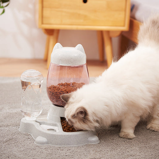 KFX-7641917 Automatic Two-in-One Pet Feeder and Water Dispenser for Cats and Dogs, Gravity Design, Easy to Clean, Anti-Slip Base