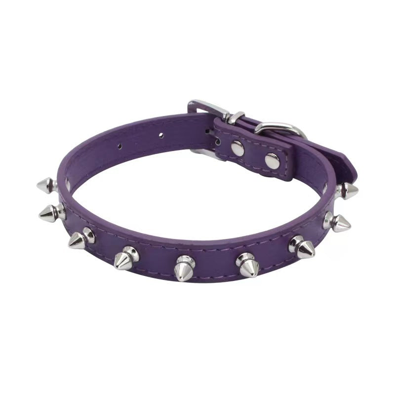KFX-7643197 Durable PU Leather Pet Anti-Bite Collar with Metal Accents - Comfortable & Sturdy Design