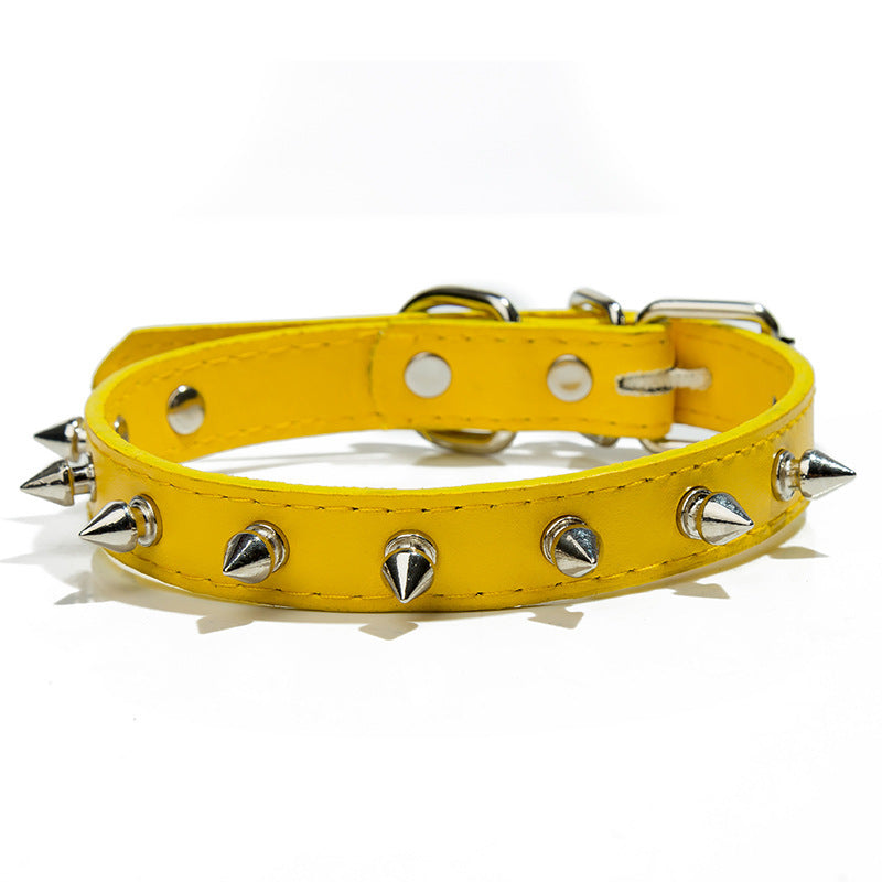 KFX-7643197 Durable PU Leather Pet Anti-Bite Collar with Metal Accents - Comfortable & Sturdy Design
