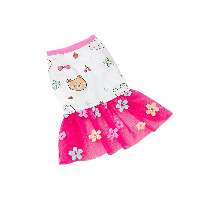 KFX-7646269 Cute Pet Skirt Dress in Pink Rainbow, Floral, and Butterfly Designs for Dogs