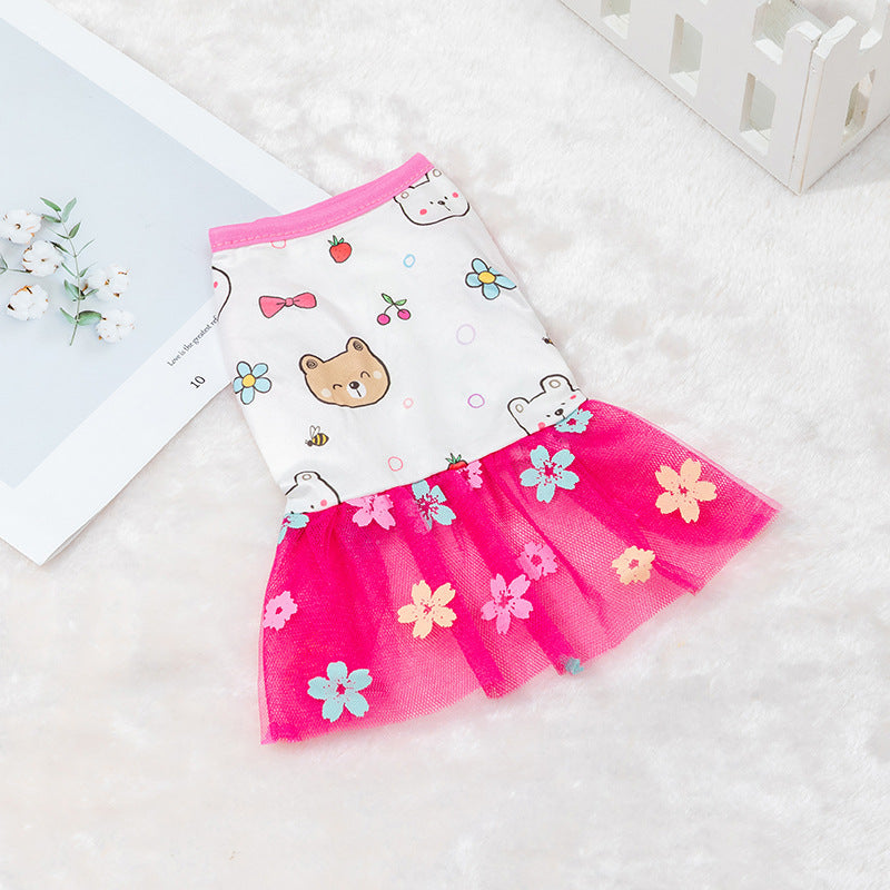 KFX-7646269 Cute Pet Skirt Dress in Pink Rainbow, Floral, and Butterfly Designs for Dogs