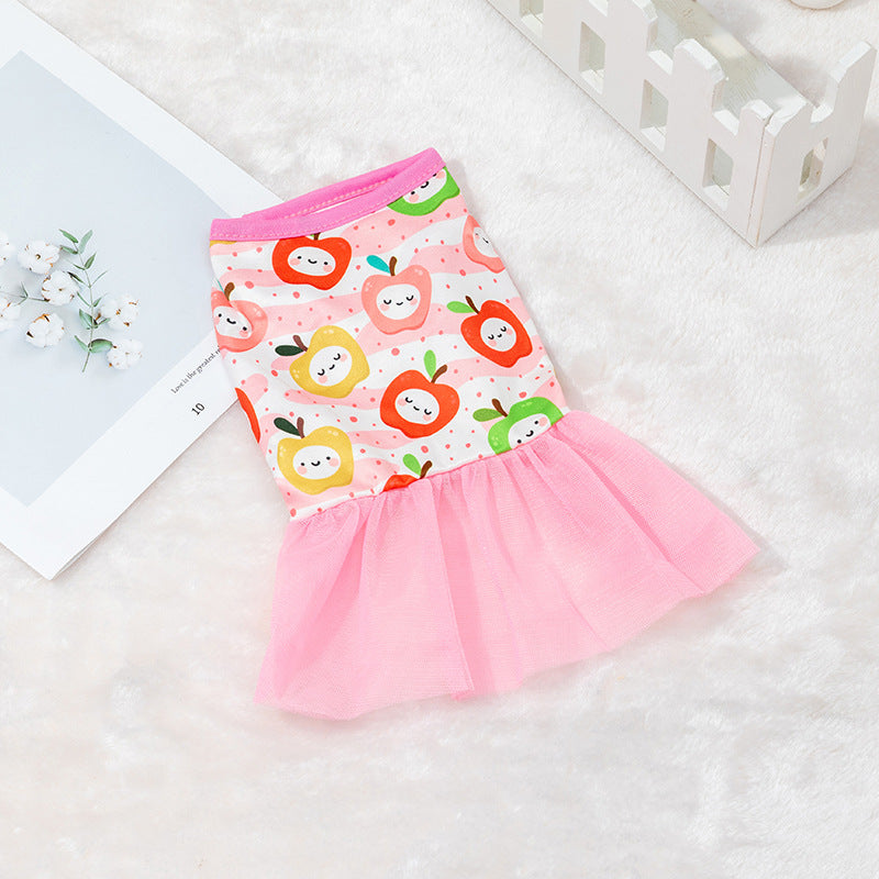 KFX-7646269 Cute Pet Skirt Dress in Pink Rainbow, Floral, and Butterfly Designs for Dogs