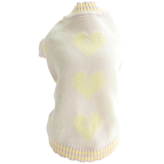 KFX-7649469 Cozy Wool Sweater for Cats and Dogs - Autumn and Winter Cardigan in Yellow and Pink